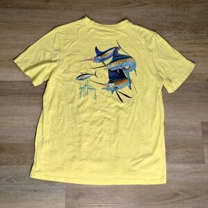 Guy Harvey Pocket T-shirt Yellow XL Marlin Swordfish Casual Beach Vibes Chill